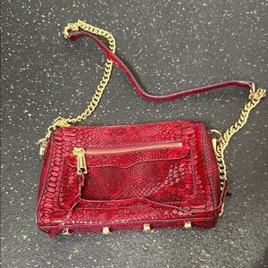 Rebecca Minkoff Red Croc-Embossed Chain Crossbody